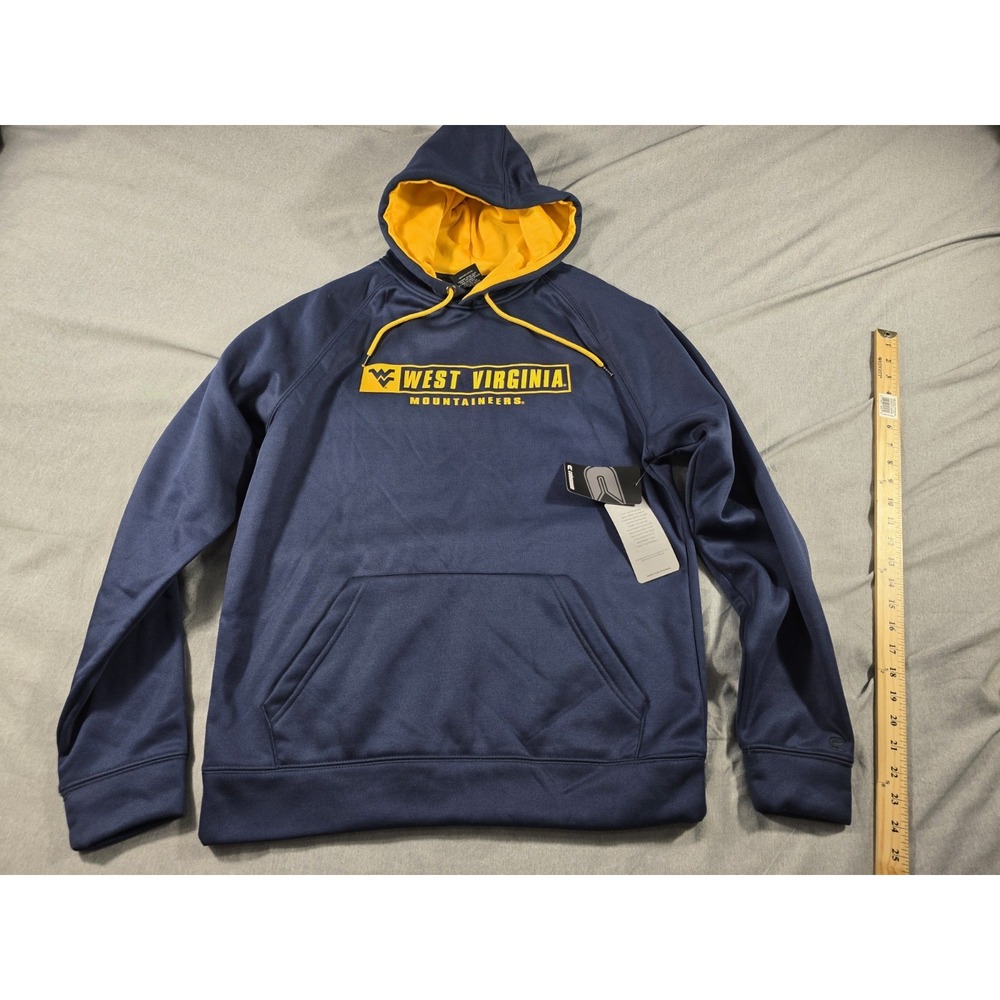 NWT Colosseum West Virginia Mountaineers Fleece Hoodie Pullover Mens Medium Blue